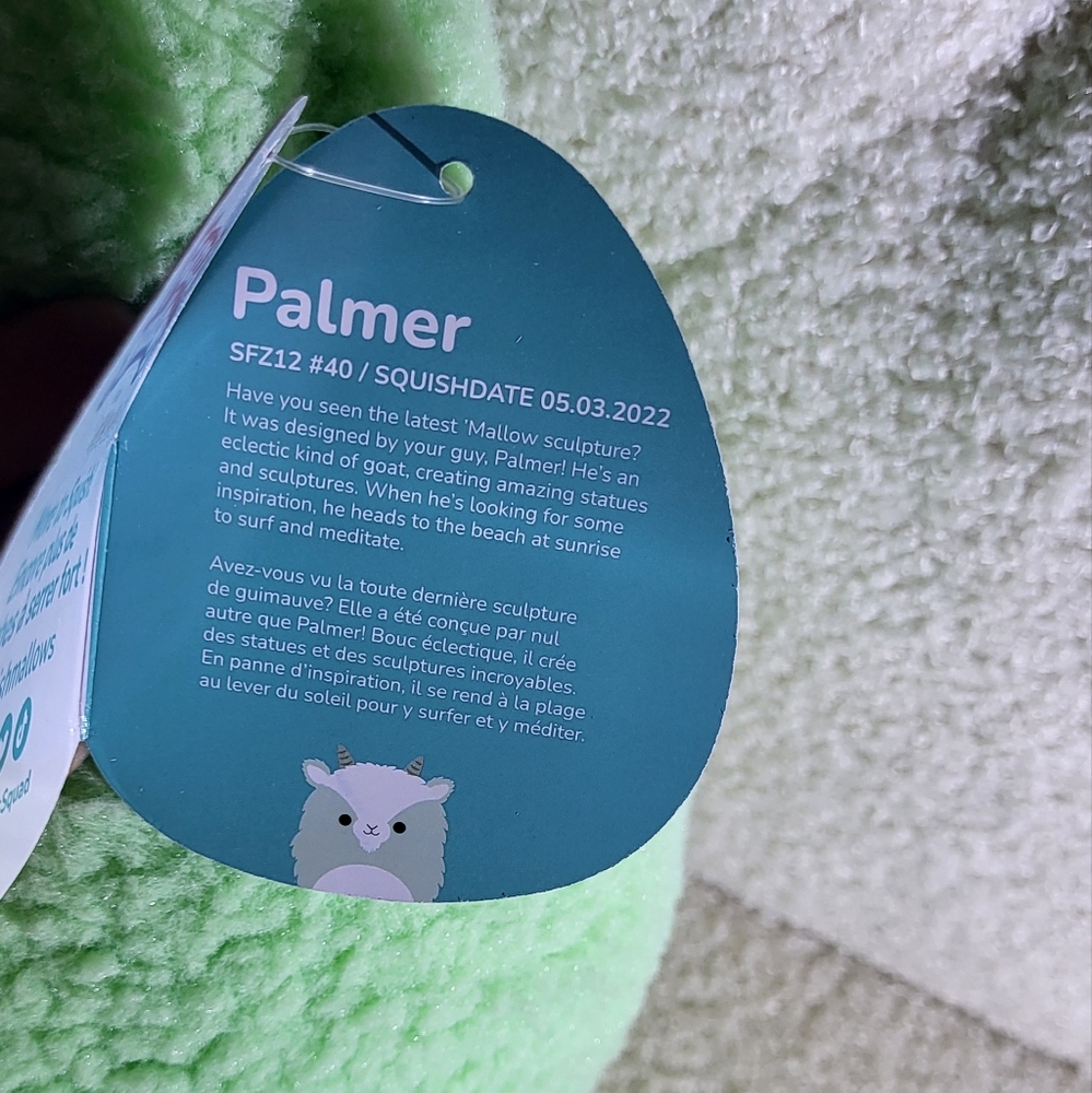 Fuzz A Mallows NWT 12in Palmer the Green Goat Plush Toy 2022 by Squishmallows - Picture 7 of 9